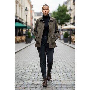 NEW CAbi 4120 Academy Blazer Jacket L Pockets Blazer Zip Green Stretch Office